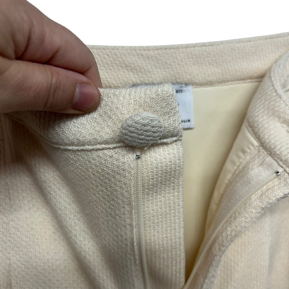 SABO Cream Textured Wide Leg Trouser Pants S Minimalist Resort Quiet Luxury Chic - Picture 3 of 10